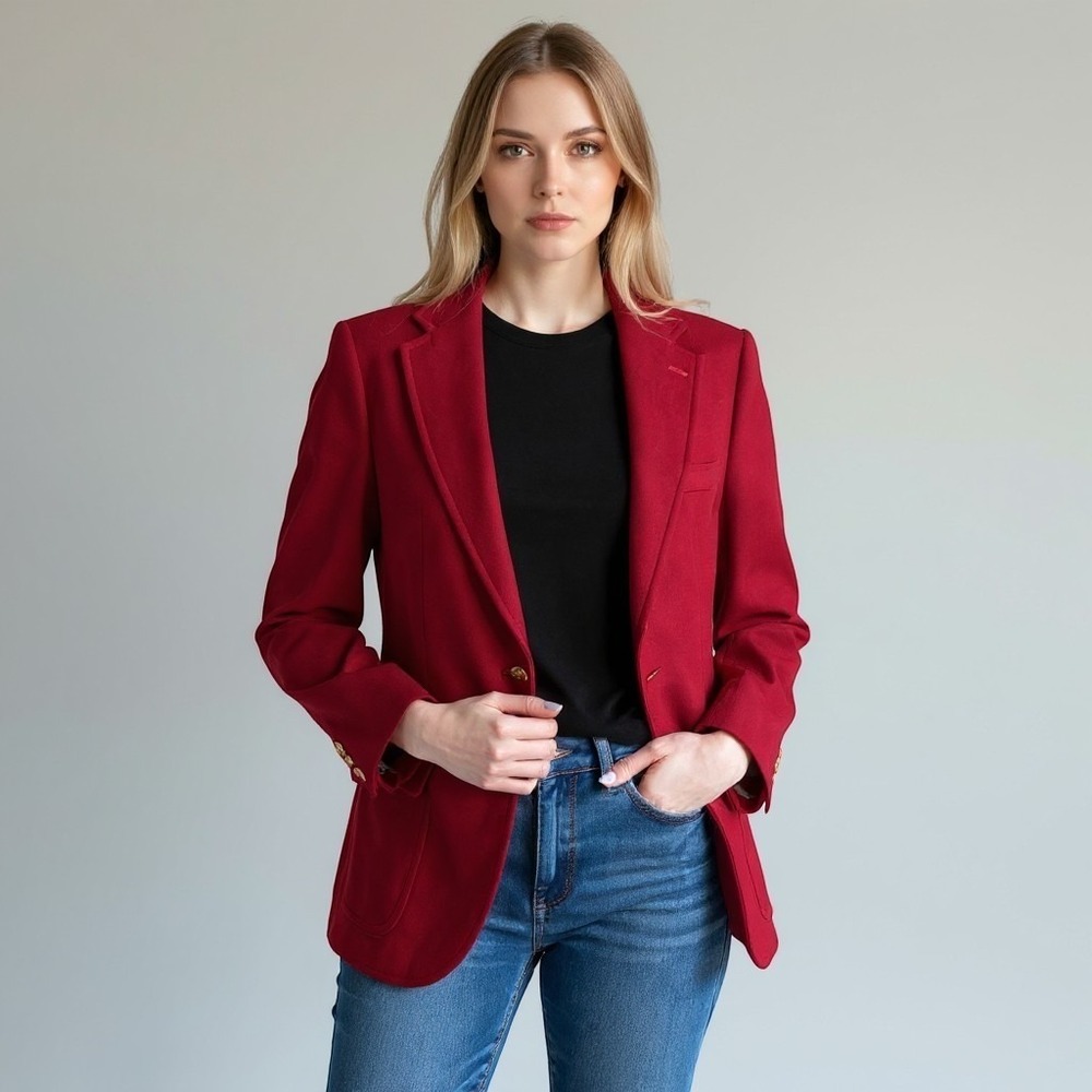 vintage 1970 Stanley Blacker red sport coat blazer wide notch lapels L old money